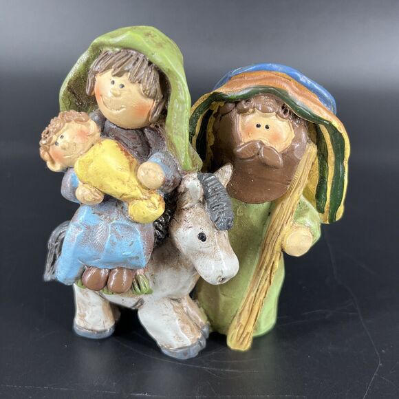 Vtg Miniature Nativity Suzi Skoglund Mary Joseph Baby Jesus Riding Donkey 2003 - Picture 1 of 12